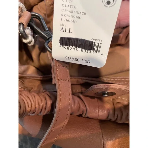 Free People Head Over Heels Convertible Crossbody Latte Leather Knotted Handle - Picture 8 of 9